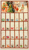 Vintage Christmas Advent Calendar Cream 4504P-172, cream quilting fabric by Stof