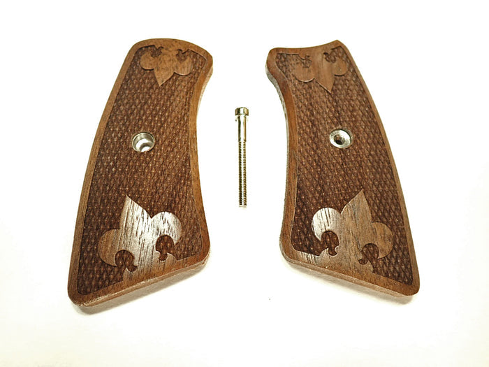 Walnut Checkered Plume Ruger Gp100 Grip Inserts