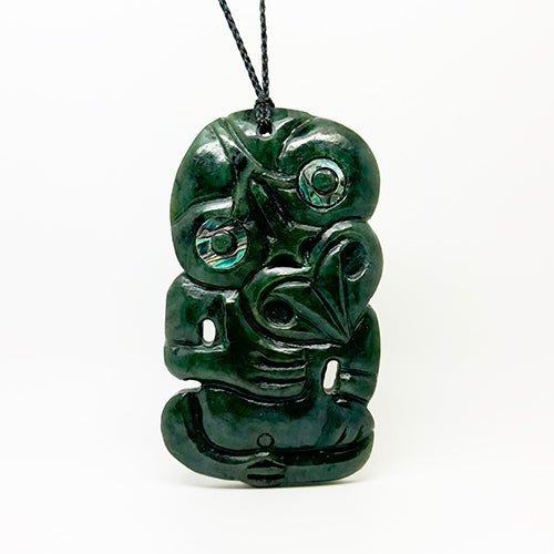 Whopper 11cm (4 3/8") Genuine NZ Greenstone Tiki Necklace - ShopNZ